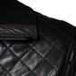 Black Calf Leather Quilted Full Zip Jacket