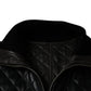 Black Calf Leather Quilted Full Zip Jacket