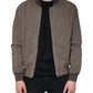 Brown Full Zip Biker Bomber Long Sleeves Jacket