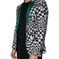 Black White Checkered Crystal Single Breasted Blazer