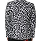 Black White Checkered Crystal Single Breasted Blazer