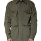 Military Green Cotton Bend Collared Coat Jacket