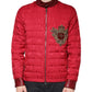 Red Quilted Bomber Gold Crown Logo Jacket