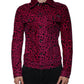 Fuchsia Leopard Button Down Collared Jacket