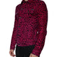 Fuchsia Leopard Button Down Collared Jacket