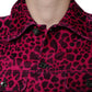 Fuchsia Leopard Button Down Collared Jacket