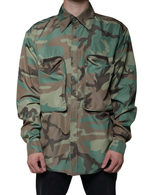 Multicolor Camouflage Button Down Shirt