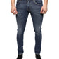 Dark Blue Washed Cotton Skinny Denim Jeans