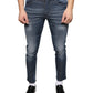 Dark Blue Washed Cotton Skinny Denim Jeans