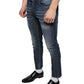 Dark Blue Washed Cotton Skinny Denim Jeans