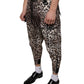 Brown Leopard Polyester Jogger Pants