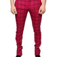 Pink Checkered Wool Skinny Pants