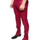 Pink Checkered Wool Skinny Pants