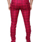 Pink Checkered Wool Skinny Pants