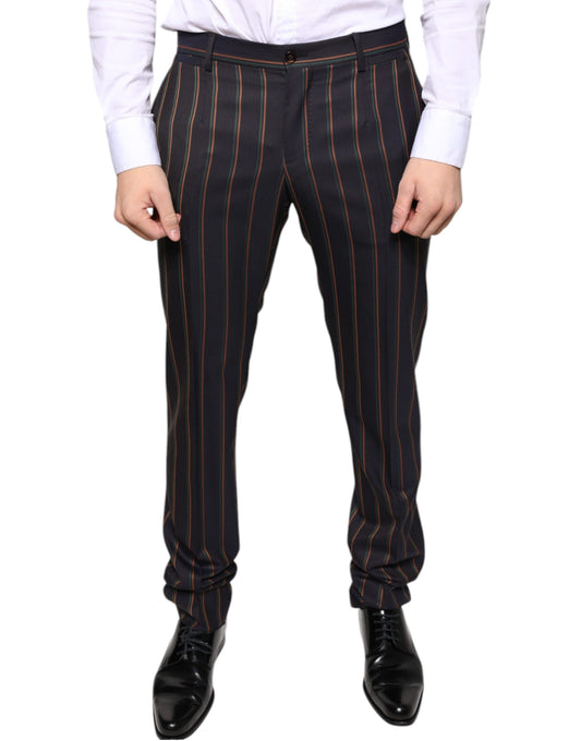 Brown Stripes Skinny Men Dress Pants