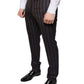 Brown Stripes Skinny Men Dress Pants