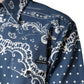 Blue White Bandana Print Cotton Casual Shirt