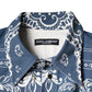 Blue White Bandana Print Cotton Casual Shirt