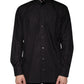 Black Cotton Button Down Men Casual Shirt