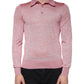 Pink Polyester Long Sleeve Men Polo T-shirt