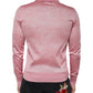 Pink Polyester Long Sleeve Men Polo T-shirt