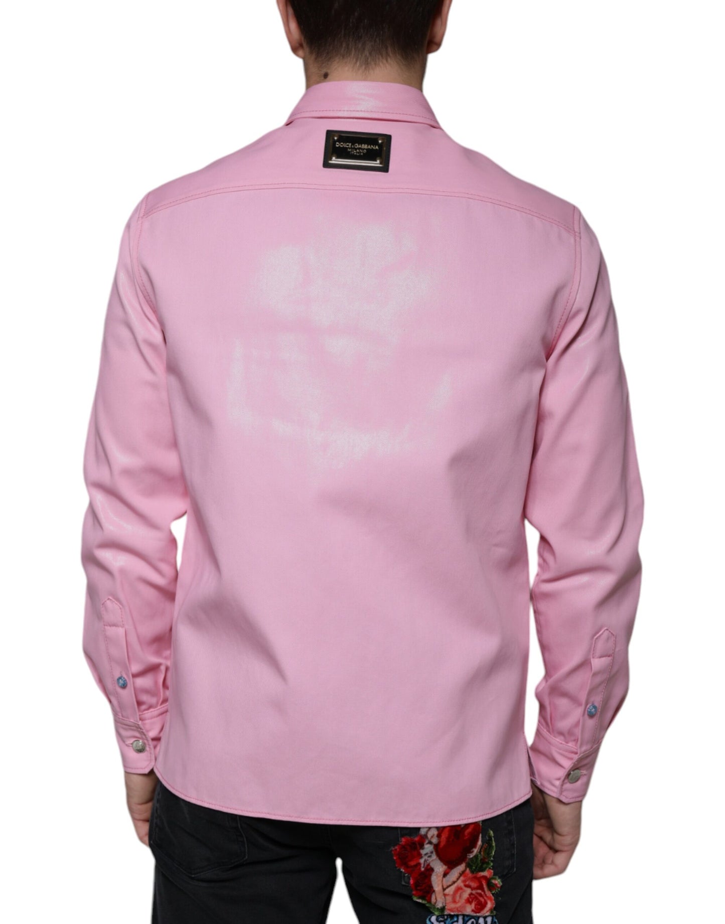 Pink Cotton Collared Button Down Shirt