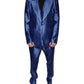 Metallic Blue Stripes Formal 3 Piece Suit