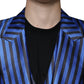 Metallic Blue Stripes Formal 3 Piece Suit