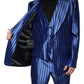 Metallic Blue Stripes Formal 3 Piece Suit