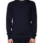 Dark Blue Wool Crew Neck Men Pullover Sweater