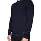 Dark Blue Wool Crew Neck Men Pullover Sweater