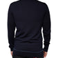 Dark Blue Wool Crew Neck Men Pullover Sweater