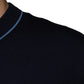 Dark Blue Wool Crew Neck Men Pullover Sweater