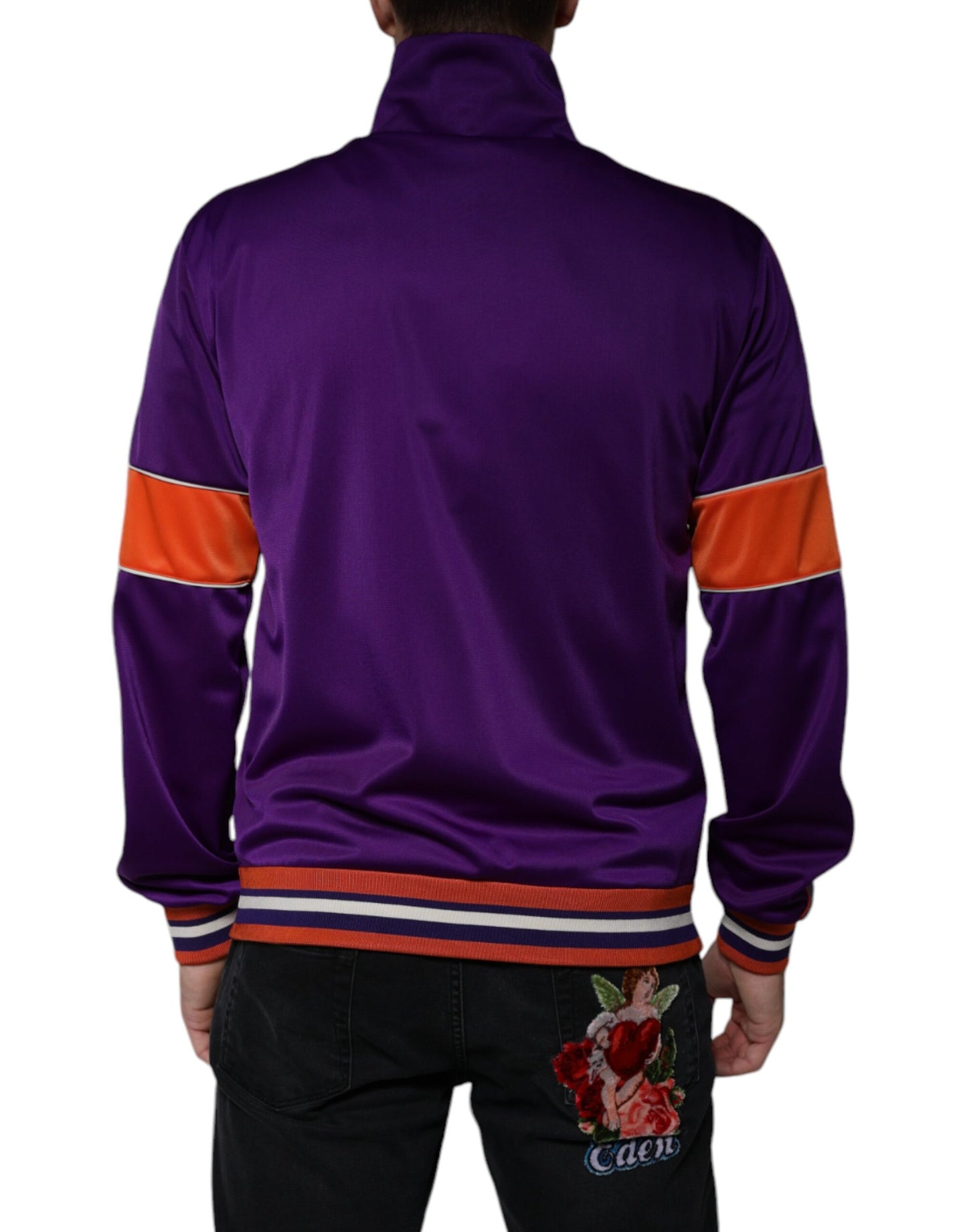 Purple Polyester Full Zip Long Sleeve Sweater