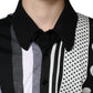 Black White Polka Dot Collared Polo T-shirt