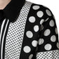 Black White Polka Dot Collared Polo T-shirt