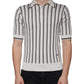 White Black Stripe Polo Short Sleeve T-shirt