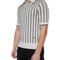 White Black Stripe Polo Short Sleeve T-shirt