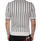 White Black Stripe Polo Short Sleeve T-shirt