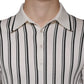 White Black Stripe Polo Short Sleeve T-shirt