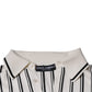 White Black Stripe Polo Short Sleeve T-shirt