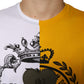 White Yellow Logo Print Short Sleeve T-shirt