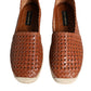 Maroon Woven Leather Men Espadrille Shoes