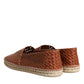 Maroon Woven Leather Men Espadrille Shoes