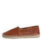 Maroon Woven Leather Men Espadrille Shoes