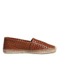 Maroon Woven Leather Men Espadrille Shoes