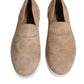 Beige Suede Caiman Loafers Slippers Shoes