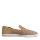 Beige Suede Caiman Loafers Slippers Shoes