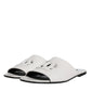 White DG Cut Out Leather Slides Sandals Shoes