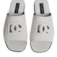 White DG Cut Out Leather Slides Sandals Shoes